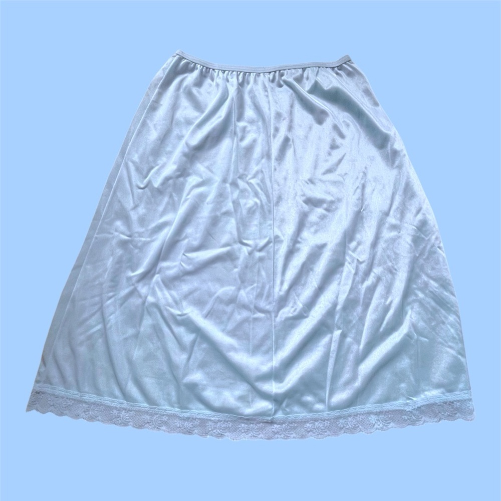 Baby Blue Vintage Lace Trim Slip Skirt